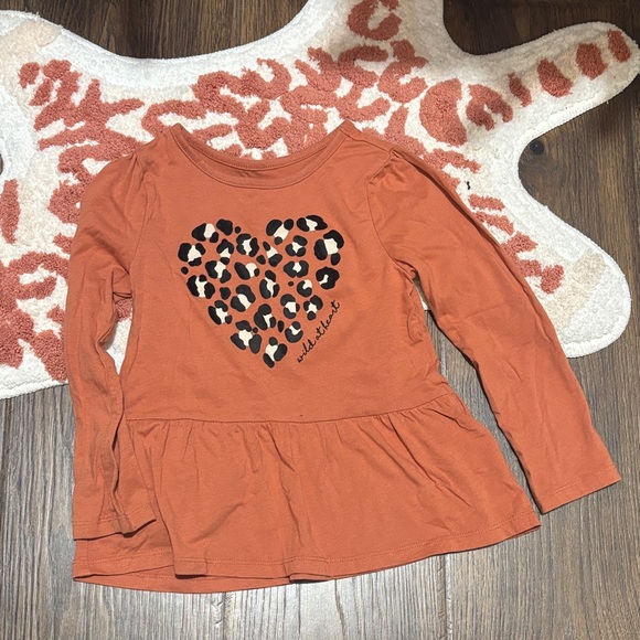 Garanimals Other - Garanimals Rust Long Sleeve Kids Top with Leopard Heart